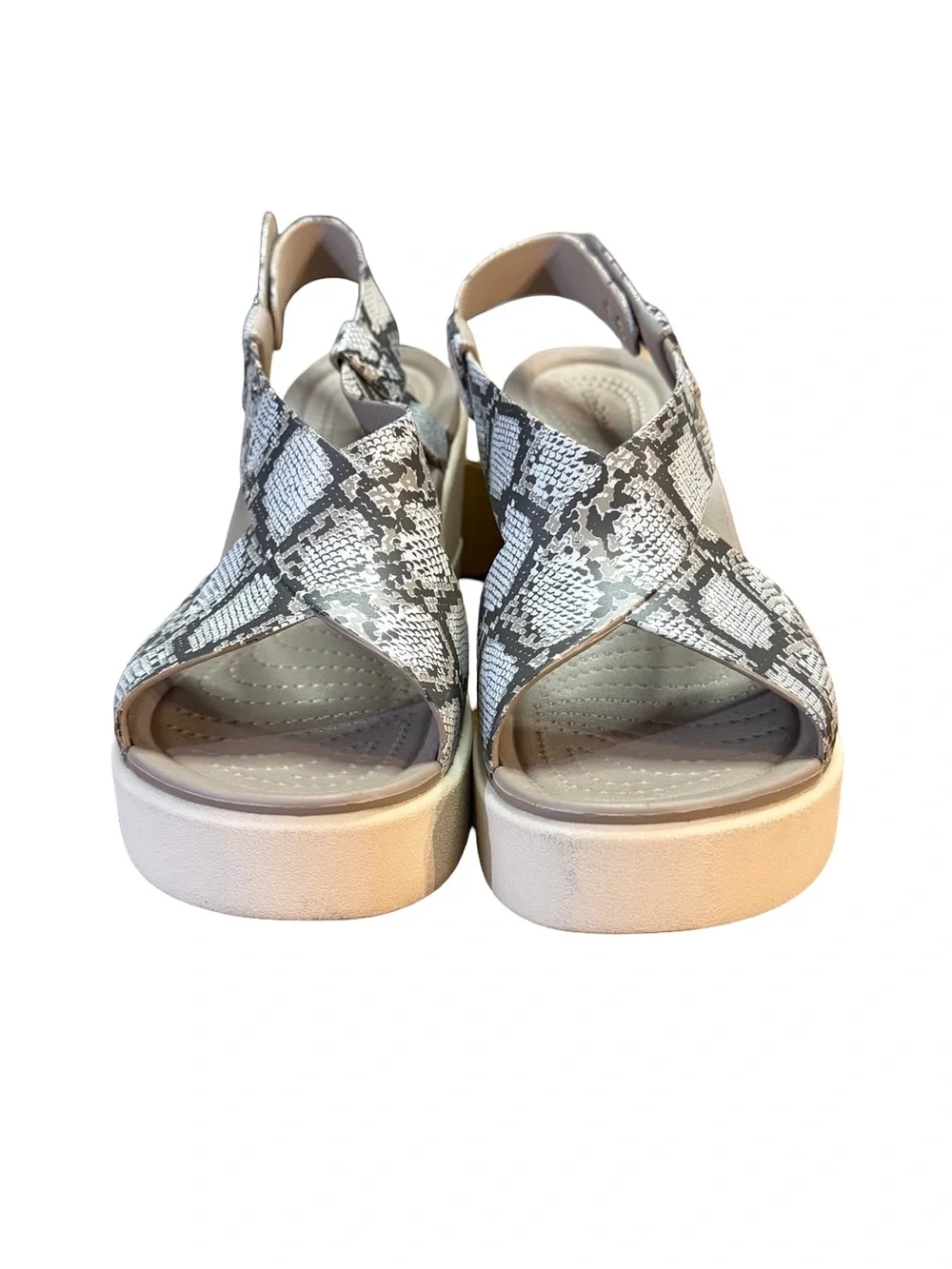 Crocs Brooklyn High Wedge Platform Sandals Grey Python Snakeskin Women’s Size 8